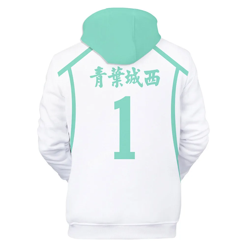 Unisex Oikawa Tooru Cosplay Hoodies Pullover 3D Print Jacket Sweatshirt