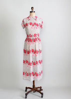 Vintage 1940s Floral Rayon Day Dress