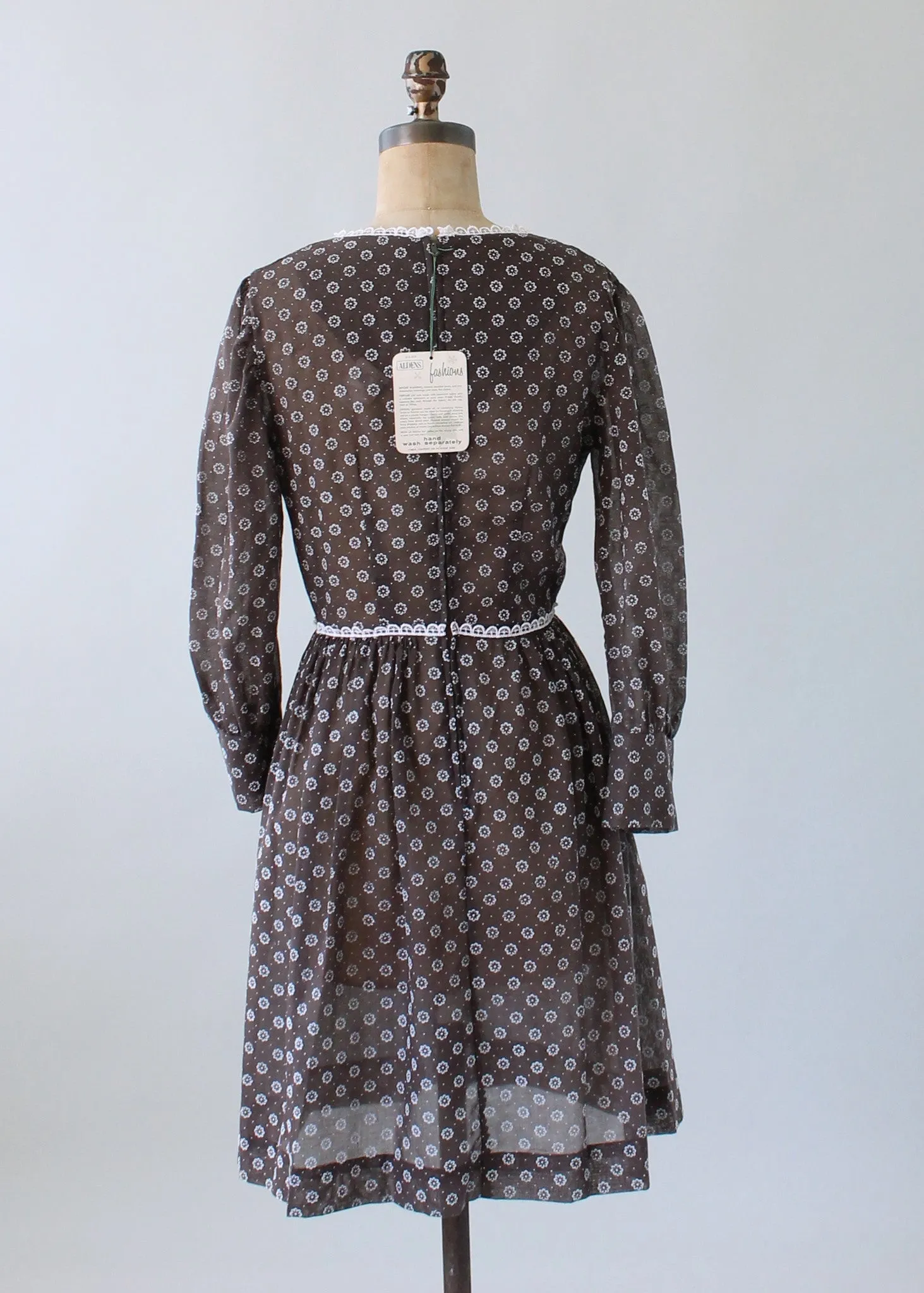 Vintage 1960s Pixie Girl Sheer Flower Dot Day Dress