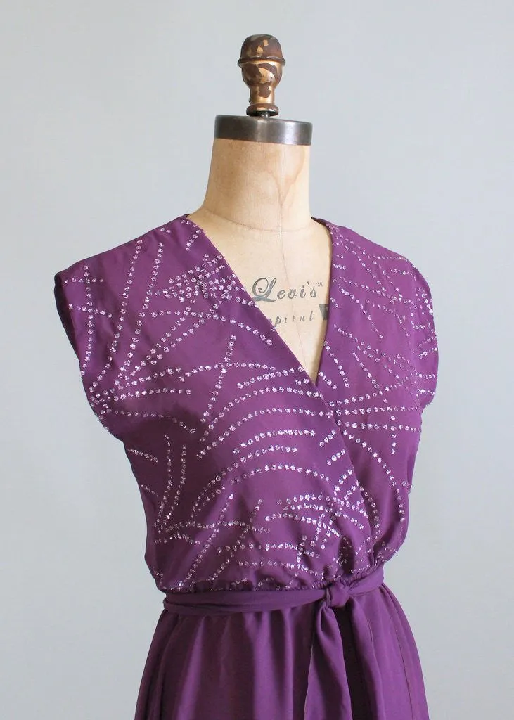 Vintage 1970s Plum Sparkles Dance Dress