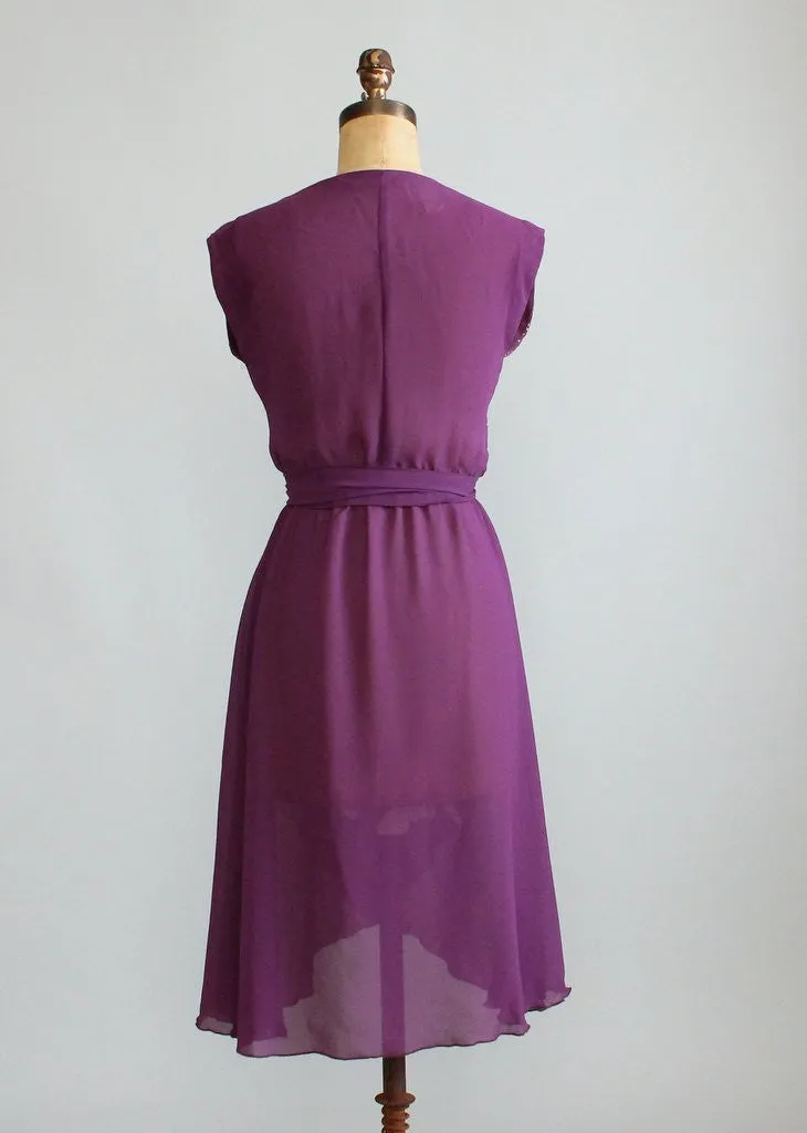 Vintage 1970s Plum Sparkles Dance Dress