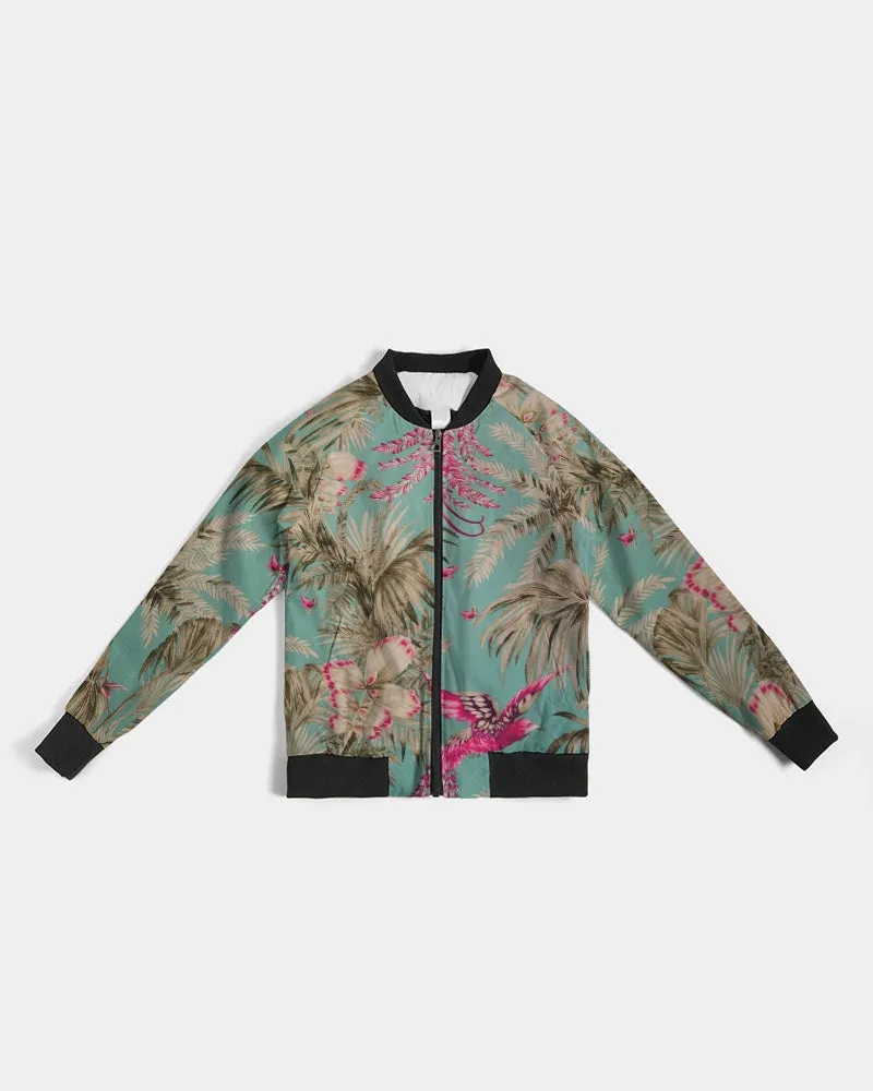 Vintage Bird & Tropical Palm Women's Bomber Jacket