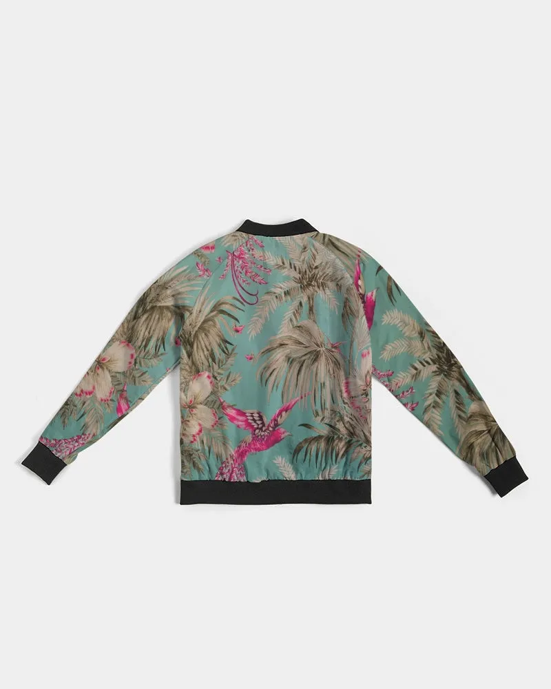 Vintage Bird & Tropical Palm Women's Bomber Jacket