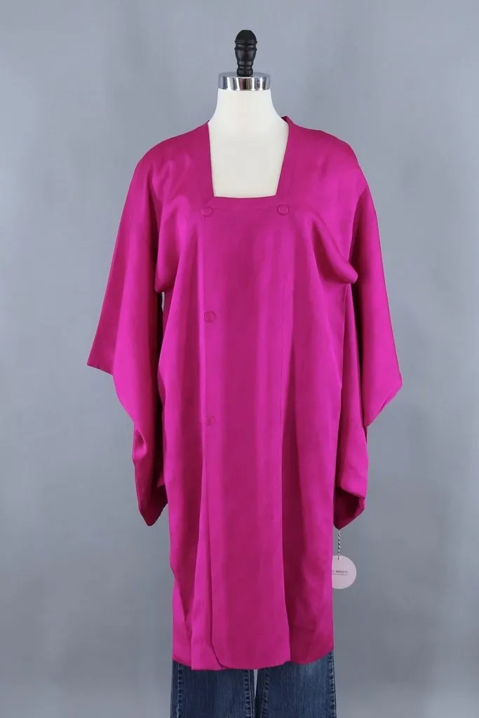 Vintage Magenta Pink Silk Kimono Jacket