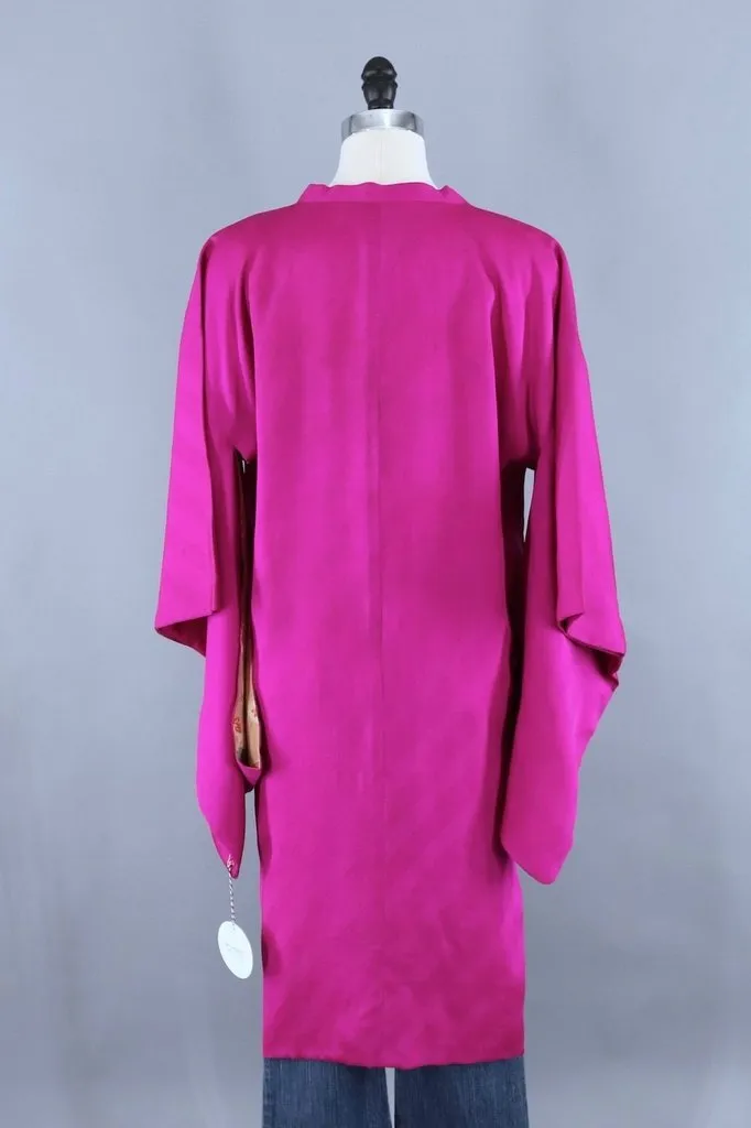 Vintage Magenta Pink Silk Kimono Jacket