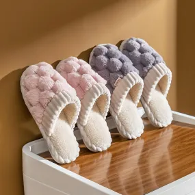 Women's Fluffy Fleece Slides Winter Indoor House Slippers - Solid Color, Slip-On Round Toe, Cozy Flannel Upper, Lining & Insole with EVA Sole, Non-Slip Flat Heel