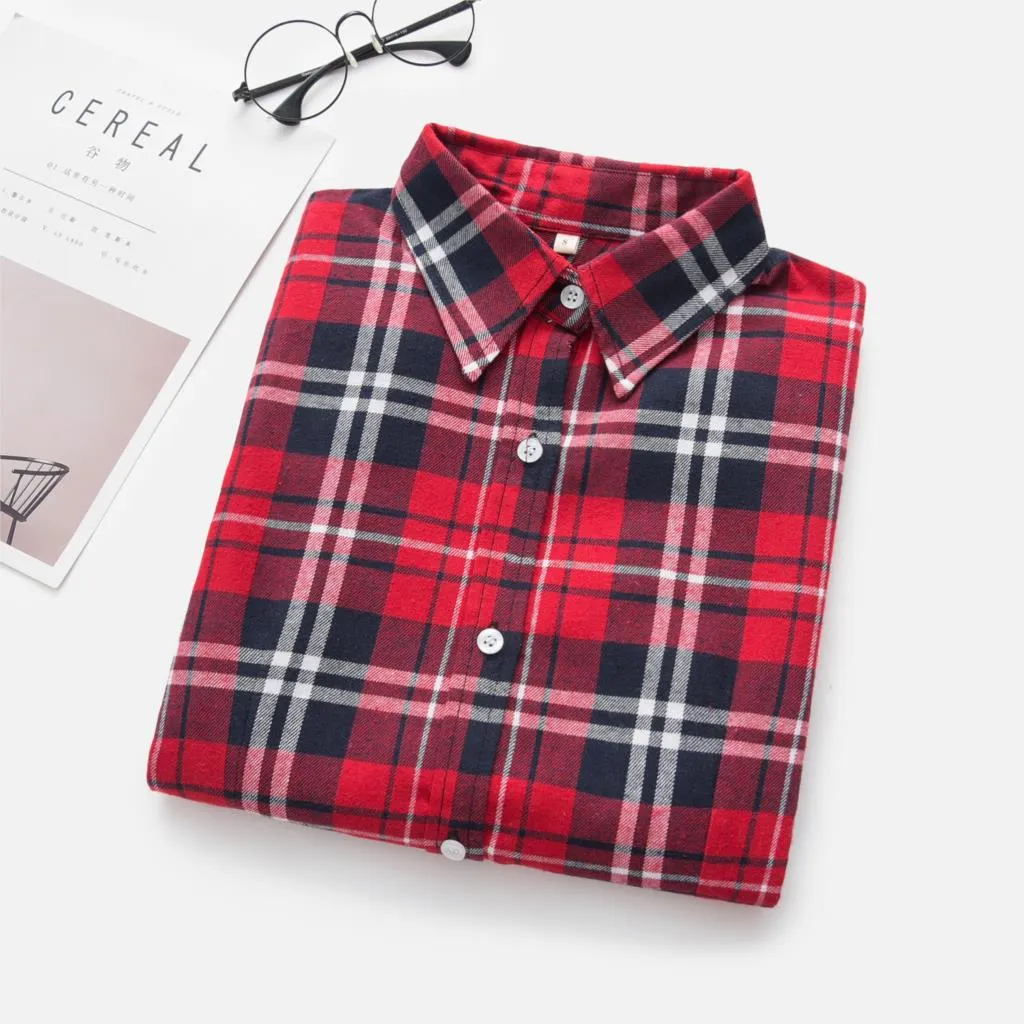 Women's Long Sleeve Flannel Blouse / Shirt