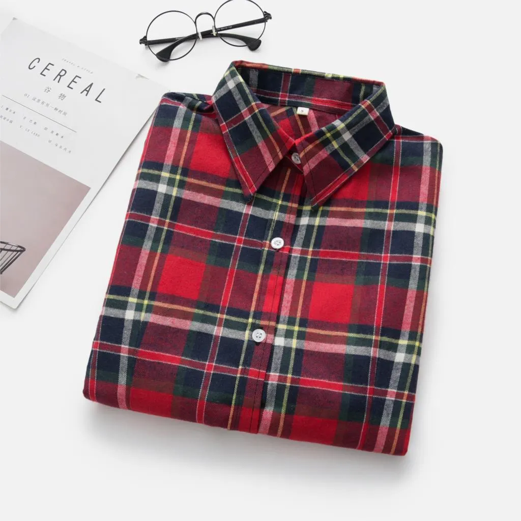 Women's Long Sleeve Flannel Blouse / Shirt