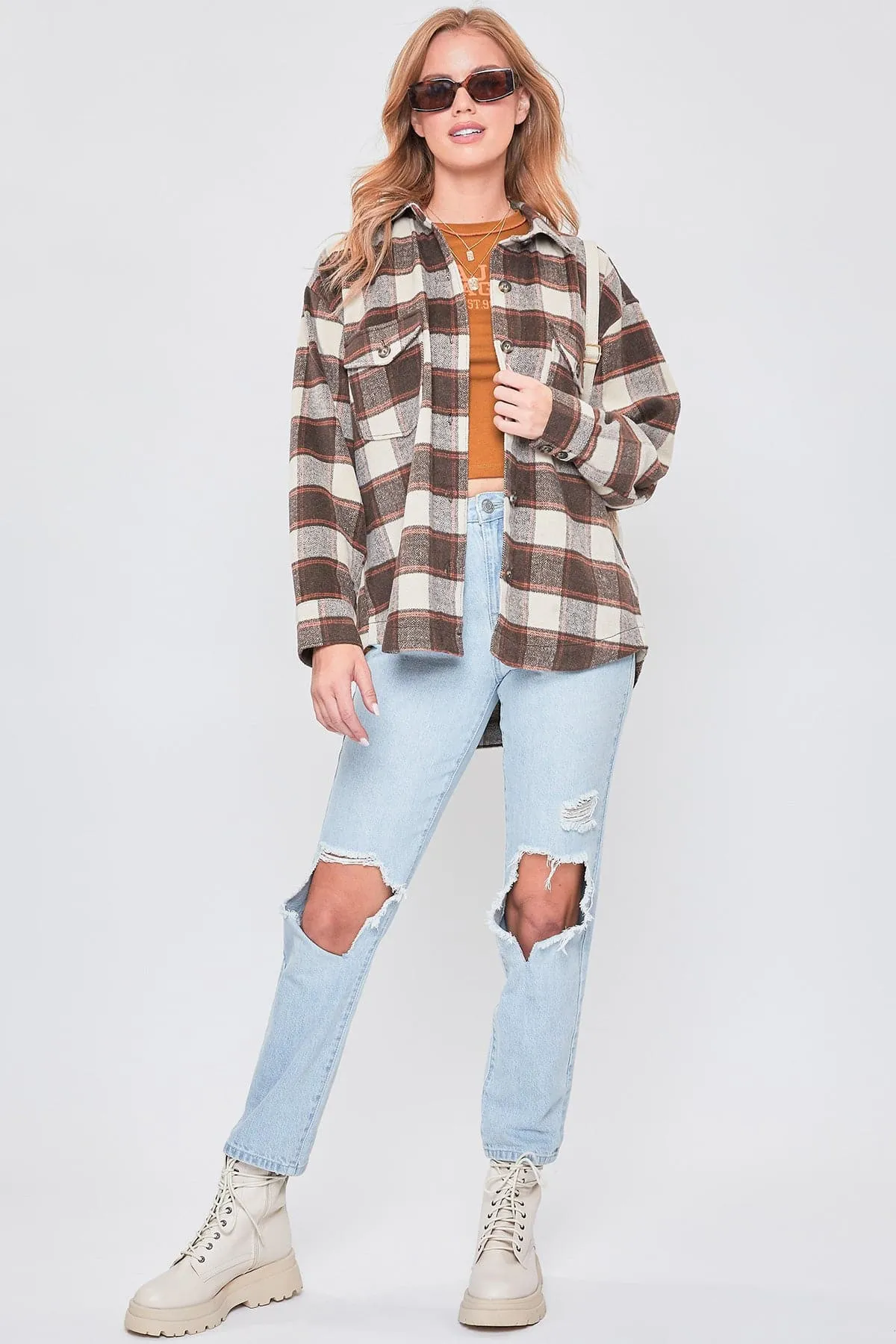 Women's Oversized Plaid Flannel Shacket