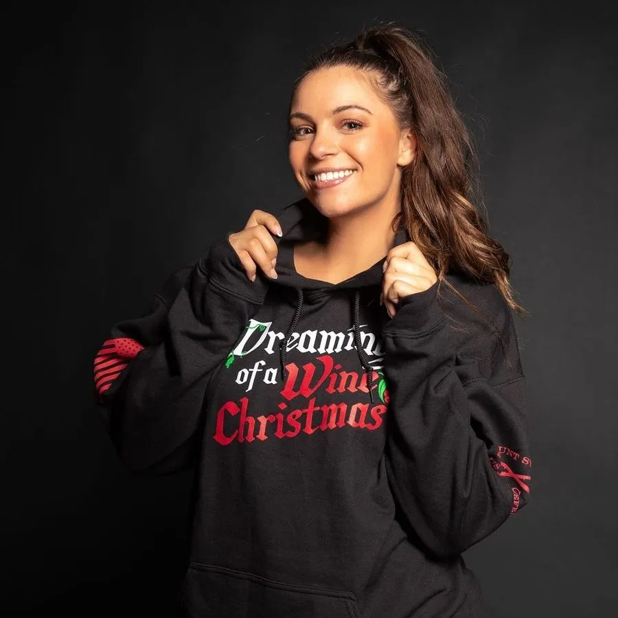 Women's Wine Christmas Hoodie - Black