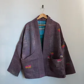 XL Heathered Purple with Embroidered Symbols Anoushka Jacket LM153