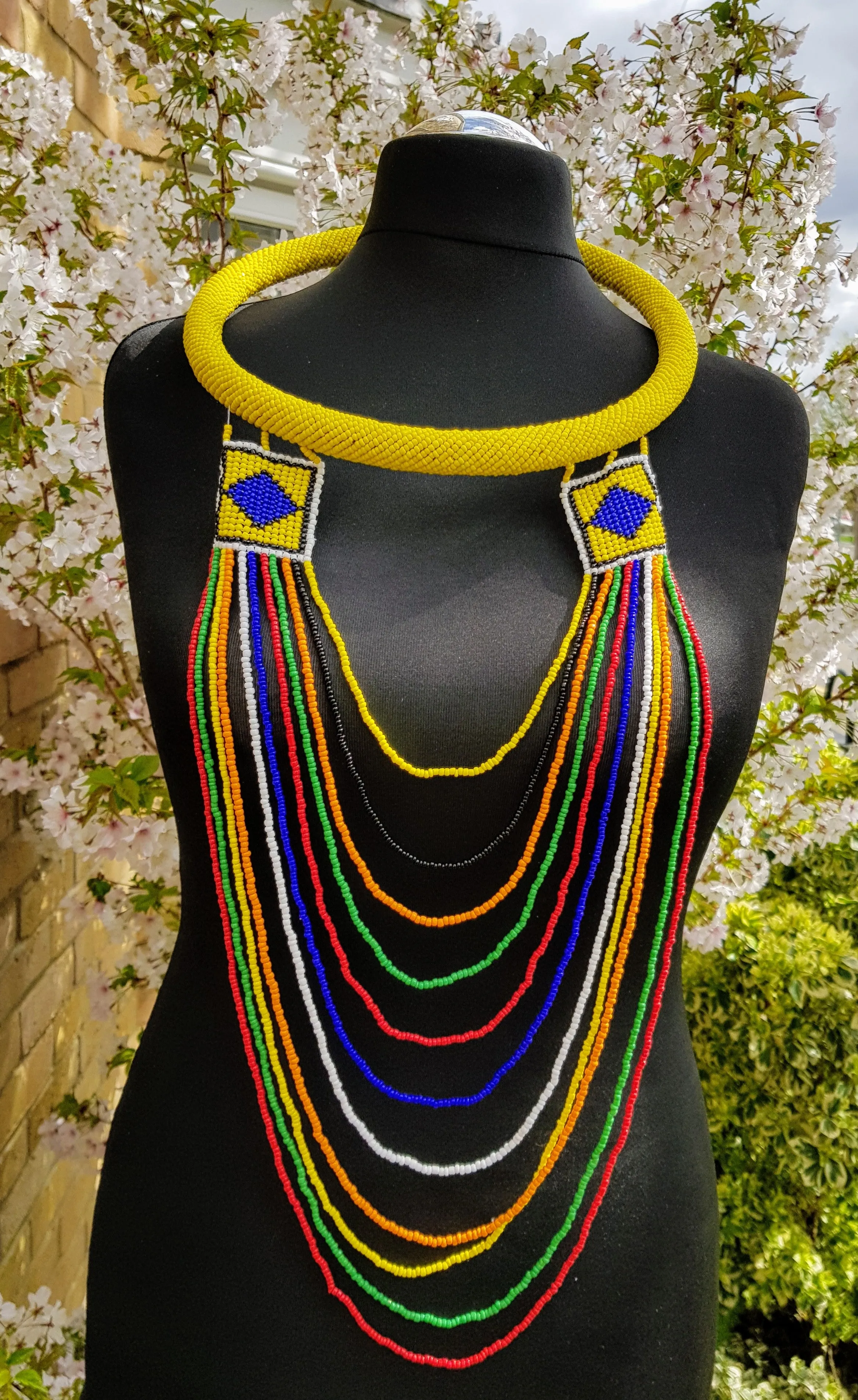 Zulu Hoop and Layered Necklace with Earrings Set- Five colours