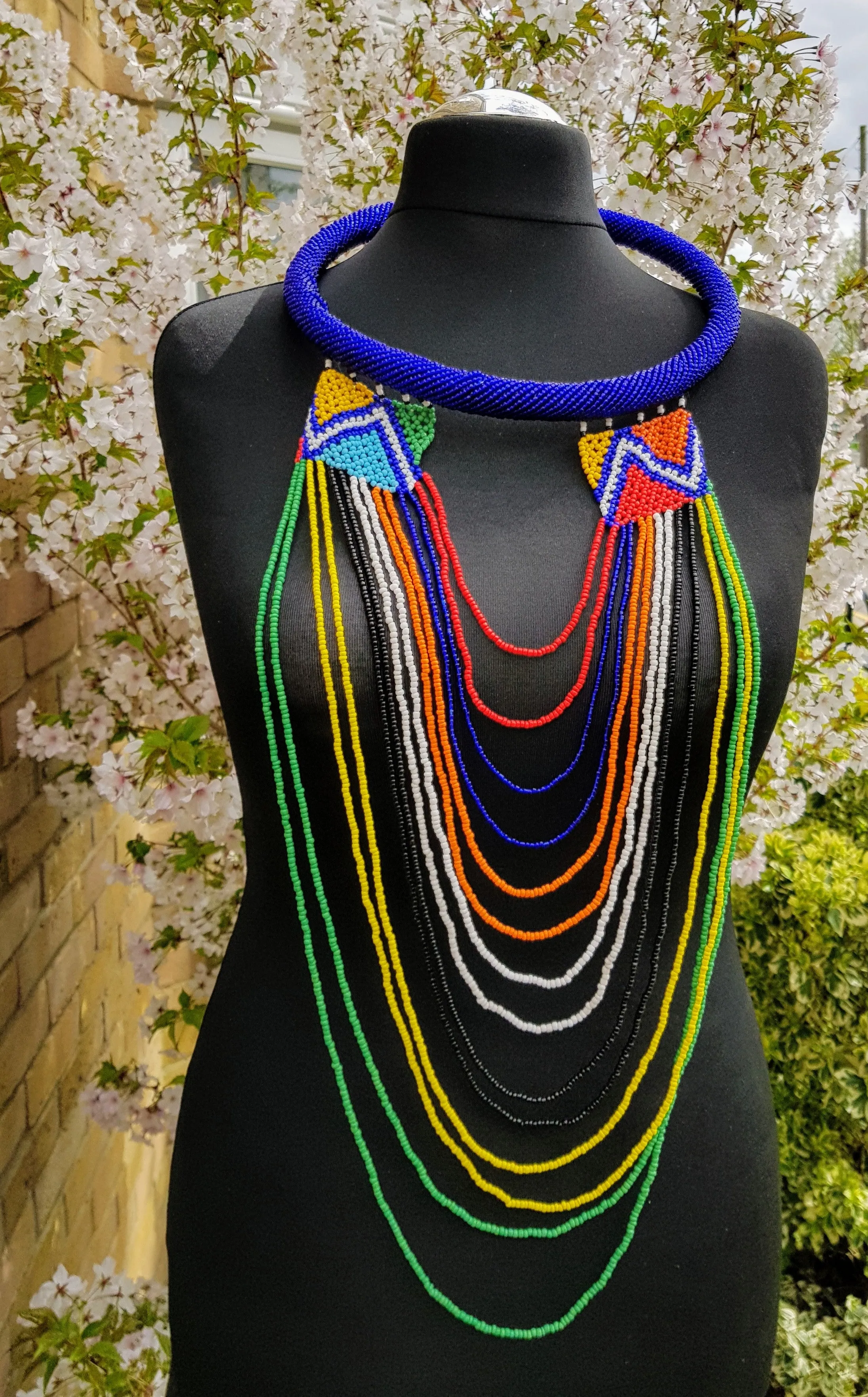 Zulu Hoop and Layered Necklace with Earrings Set- Five colours