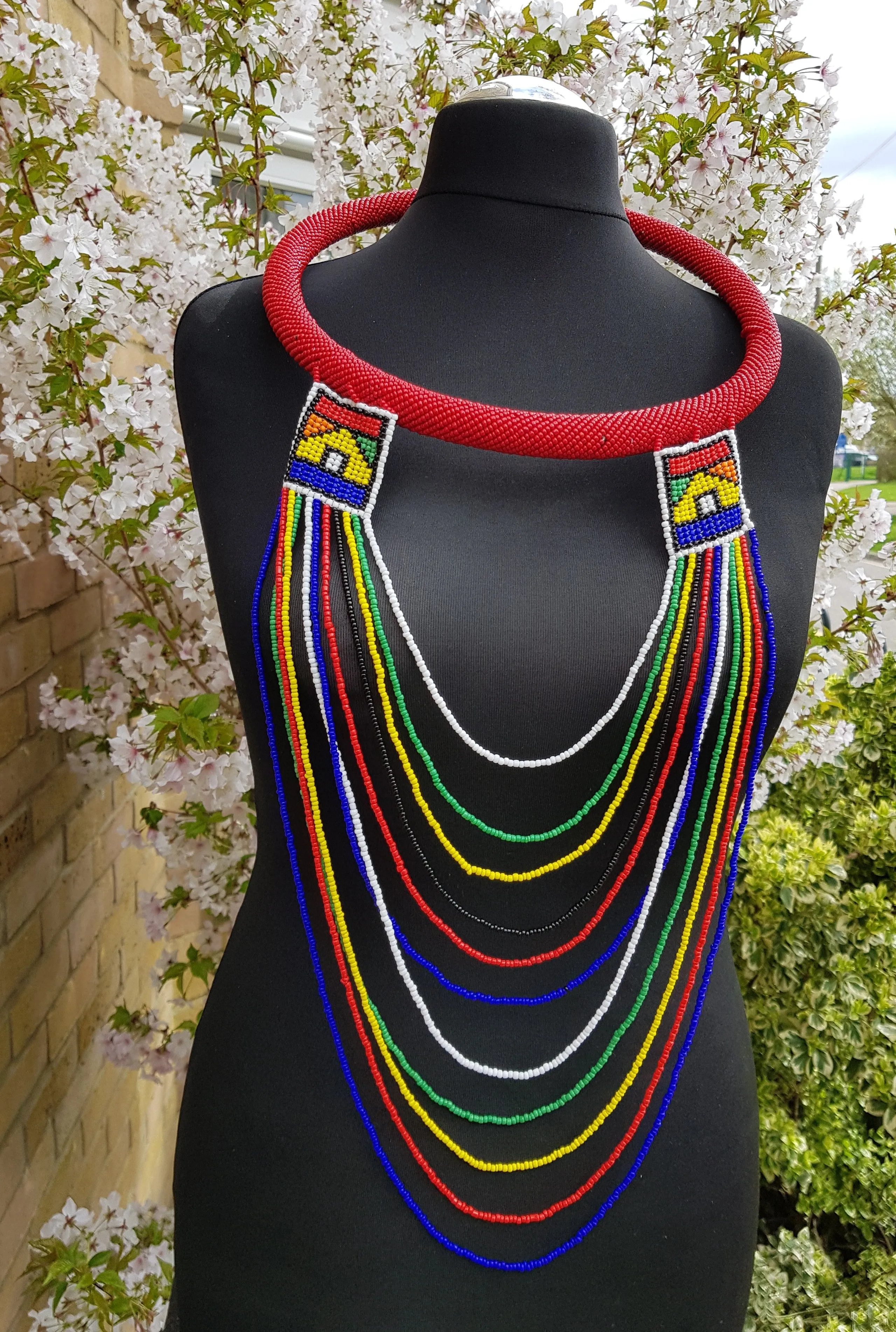 Zulu Hoop and Layered Necklace with Earrings Set- Five colours